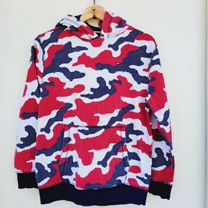 Tommy Hilfiger Boys blue white and red camouflage hoodie Size XL